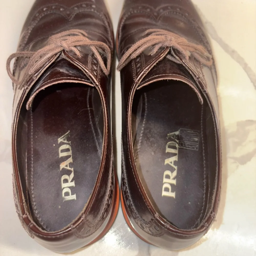 Prada men’s wingtip black 7 1/2 - Picture 5 of 6